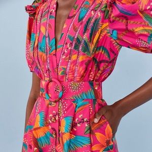 NWT FARM Rio Pink Macaw Party Organic Cotton Romper